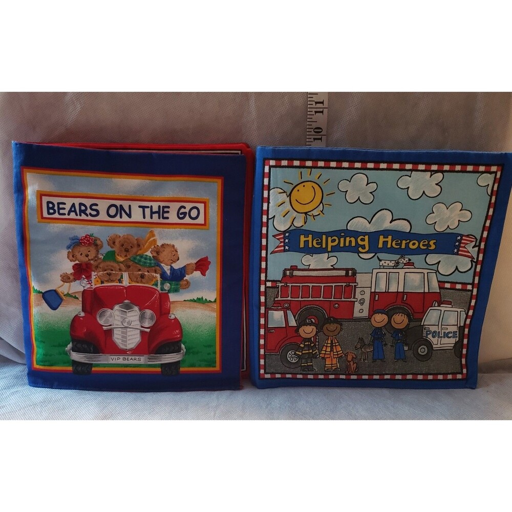 Vintage Fabric Children’s Books Lot of 2 Nursery Decor Books Bears And Heroes